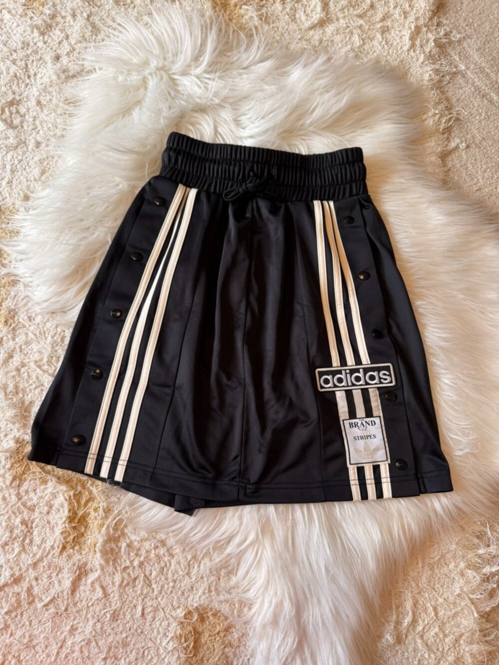 adidas Black Mini Skirt with Cream Stripes